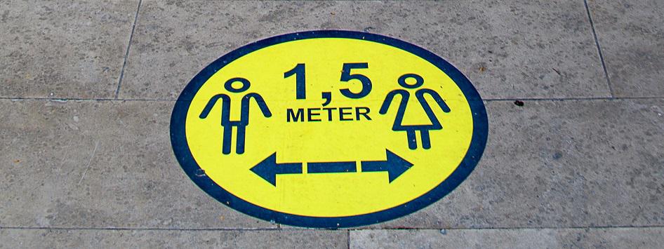 Waarschuwingssticker 1,5 meter afstand houden
