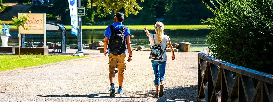 Couple walks one of the highlighted summer walks in the Heart of Limburg