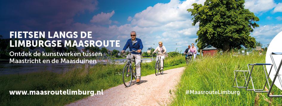 Kaart met Maasfietsroute Limburg traject