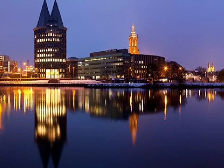 Roermond's skyline at dusk
