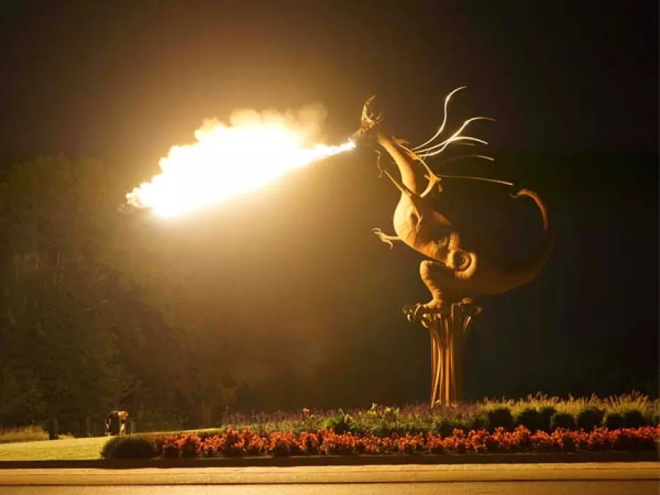 De DRaak in Beesel is het stratpunt van de Grote Sculpturen Route