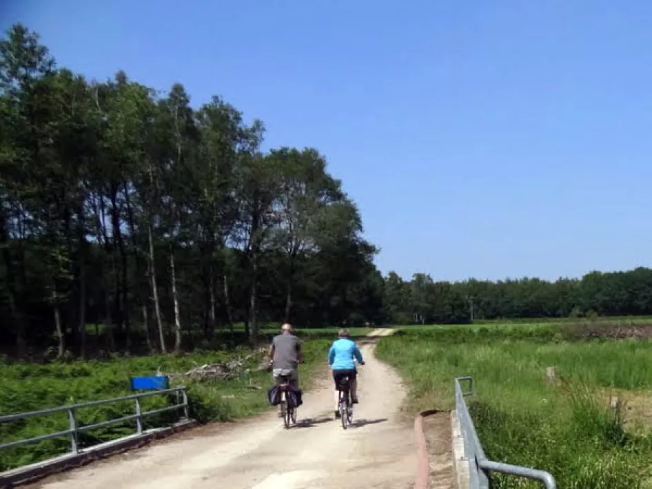 Zandpad met fietsers