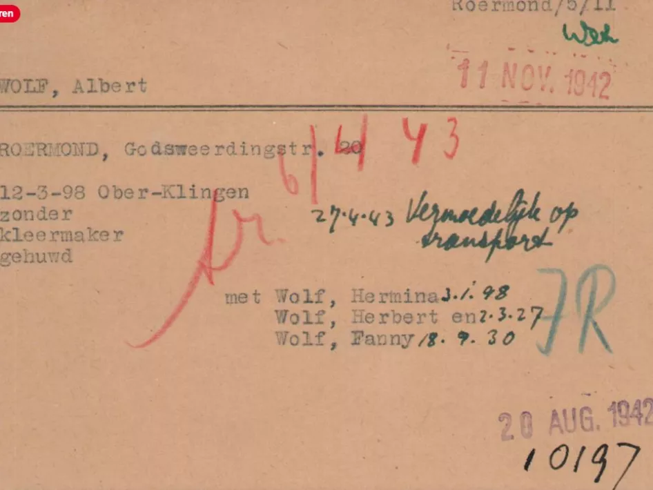 Albert Wolf Stolpersteine Godsweerderstraat 20 Roermond