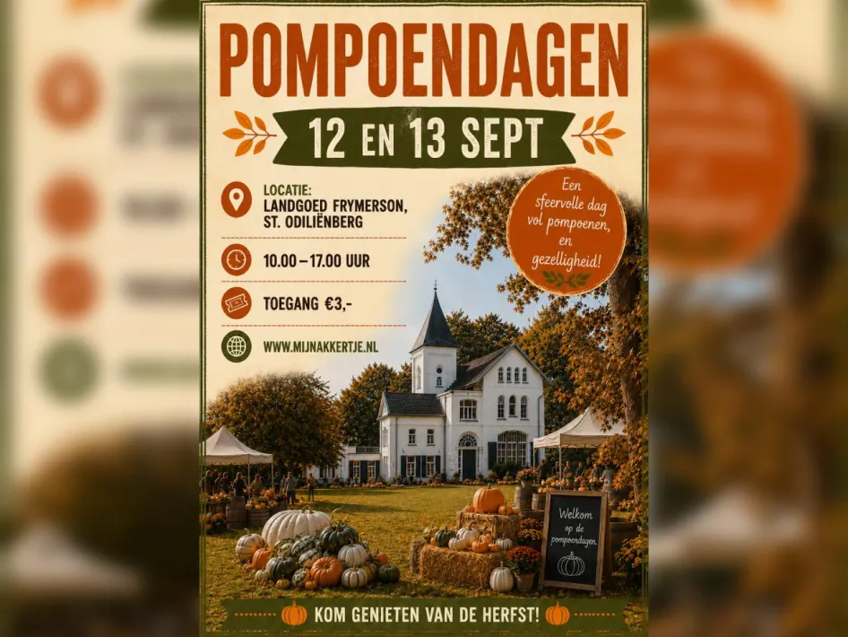 Poster van de pompoendagen op Landgoed Frymerson