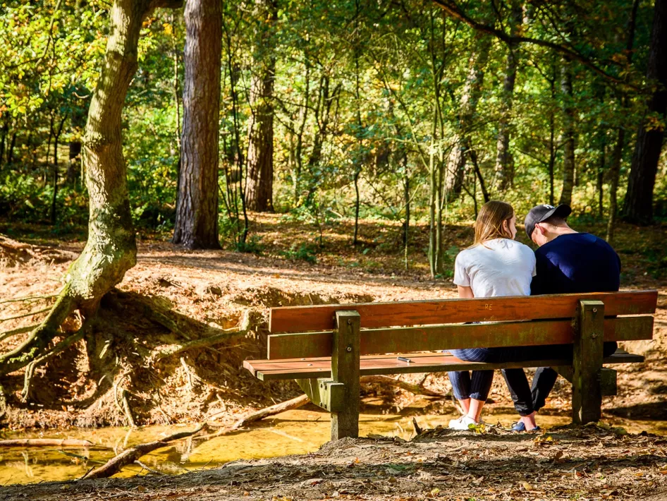 Zitten op een bankje op Kempen Broek