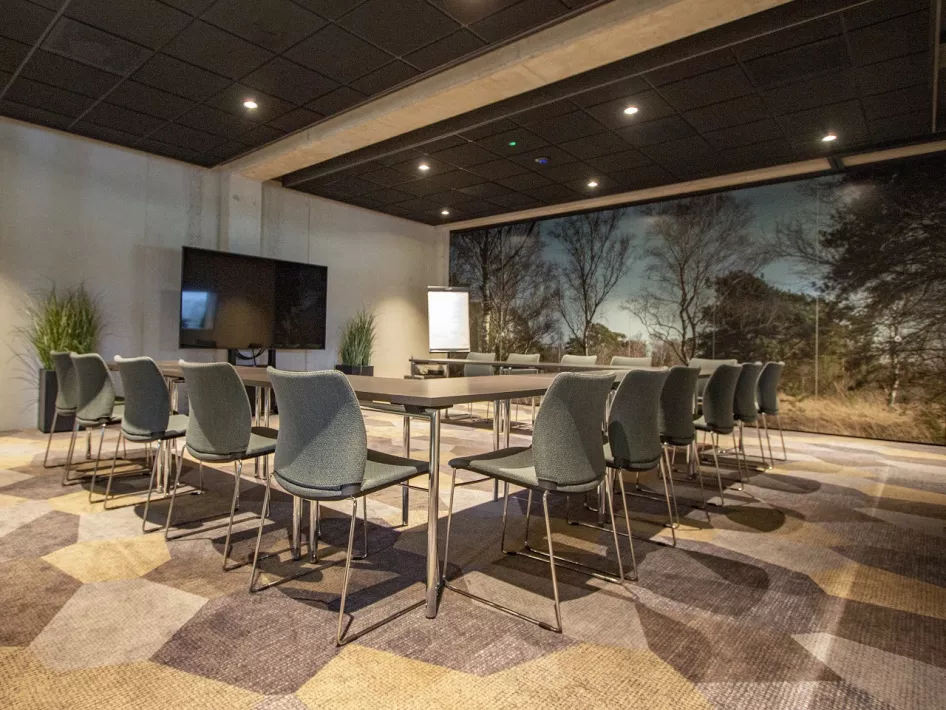 Meetingruimte met groot scherm bij Hotel Rosveld