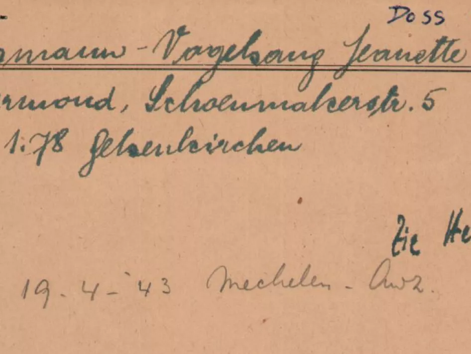 Jeannette Passmann-Vogelsang Stolperstein Schoenmakersstraat 5