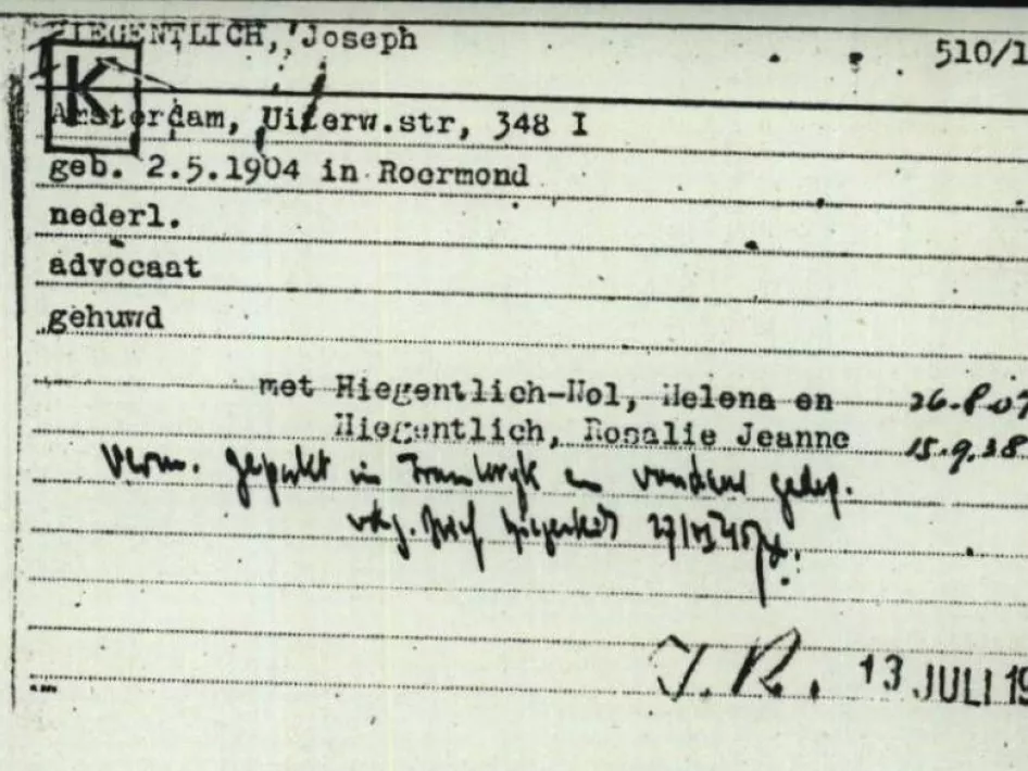 Joseph Hiegentlich Stolperstein Markt 27 Roermond