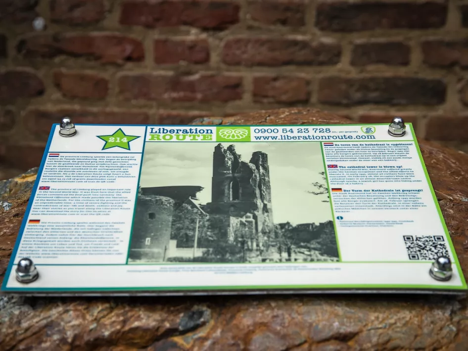 Plaque from the Liberation Route Audio Spot at the cathedral in Roermond