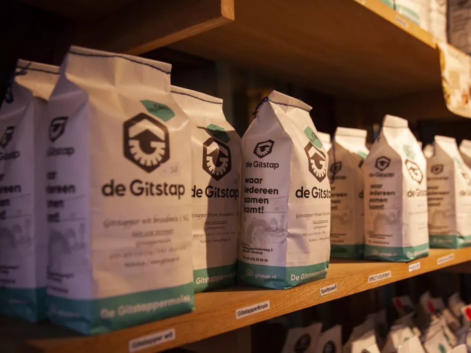 Packs of baking flour 