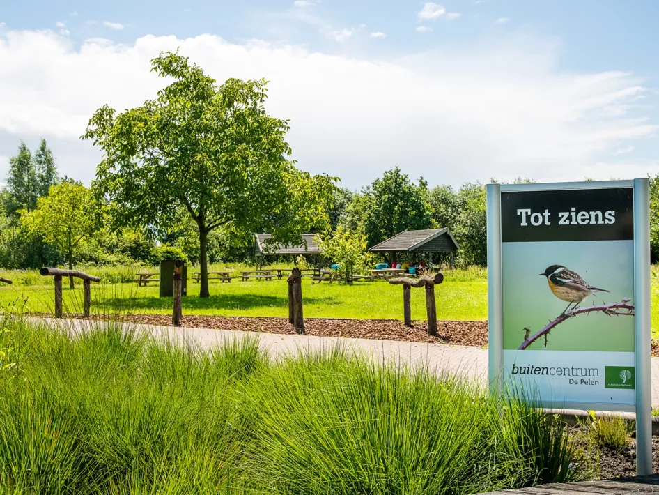Het 'tot ziens'-bord als je weggaat bij Buitencentrum De Pelen