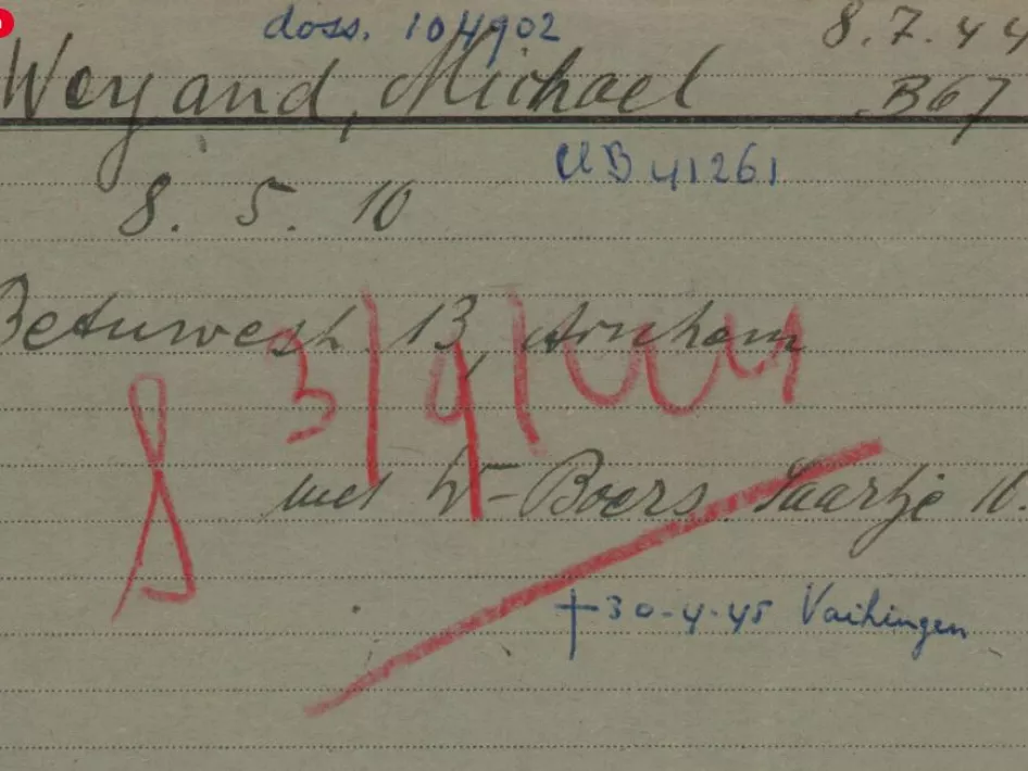 Voorkant kaart uit Cartotheek over Michael Weyand Joodse Raad Carthoteek