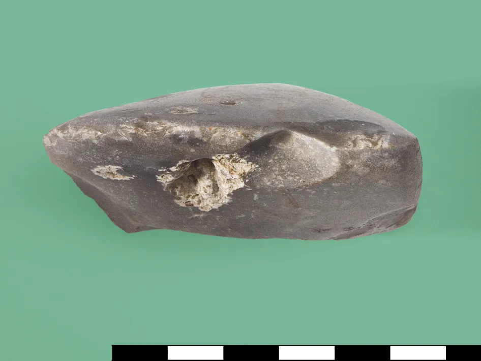 Vuurstenen Bijl Houthem Kloosterbos Gemeente Valkenburg aan de Geul Provincie Limburg Fotot graaf Ton Penders RCE Creative Commons by sa 3.0 voorzijde