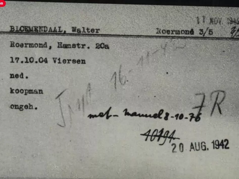 Walter Bloemendaal Stolperstein Hamstraat 20a Roermond