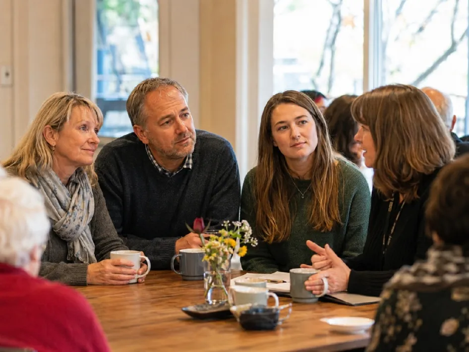 gesprek aan tafel in alzheimer café