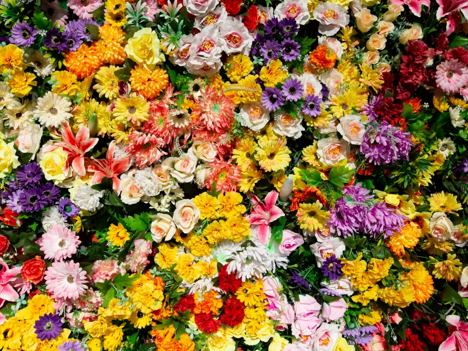 bloemtapijt met allerlei kleurrijke bloemen