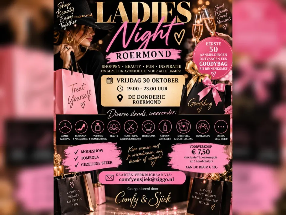 poster van ladiesnight in roermond