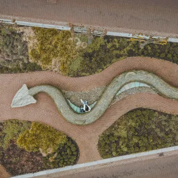 drone foto draak sculptuur in Beesel